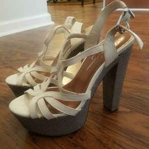 Jessica Simpson Strappy White Heels